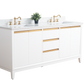 72 Inch Double Sink Bathroom Vanity in White with Marble Countertop - Vanity Art VA8072-DW