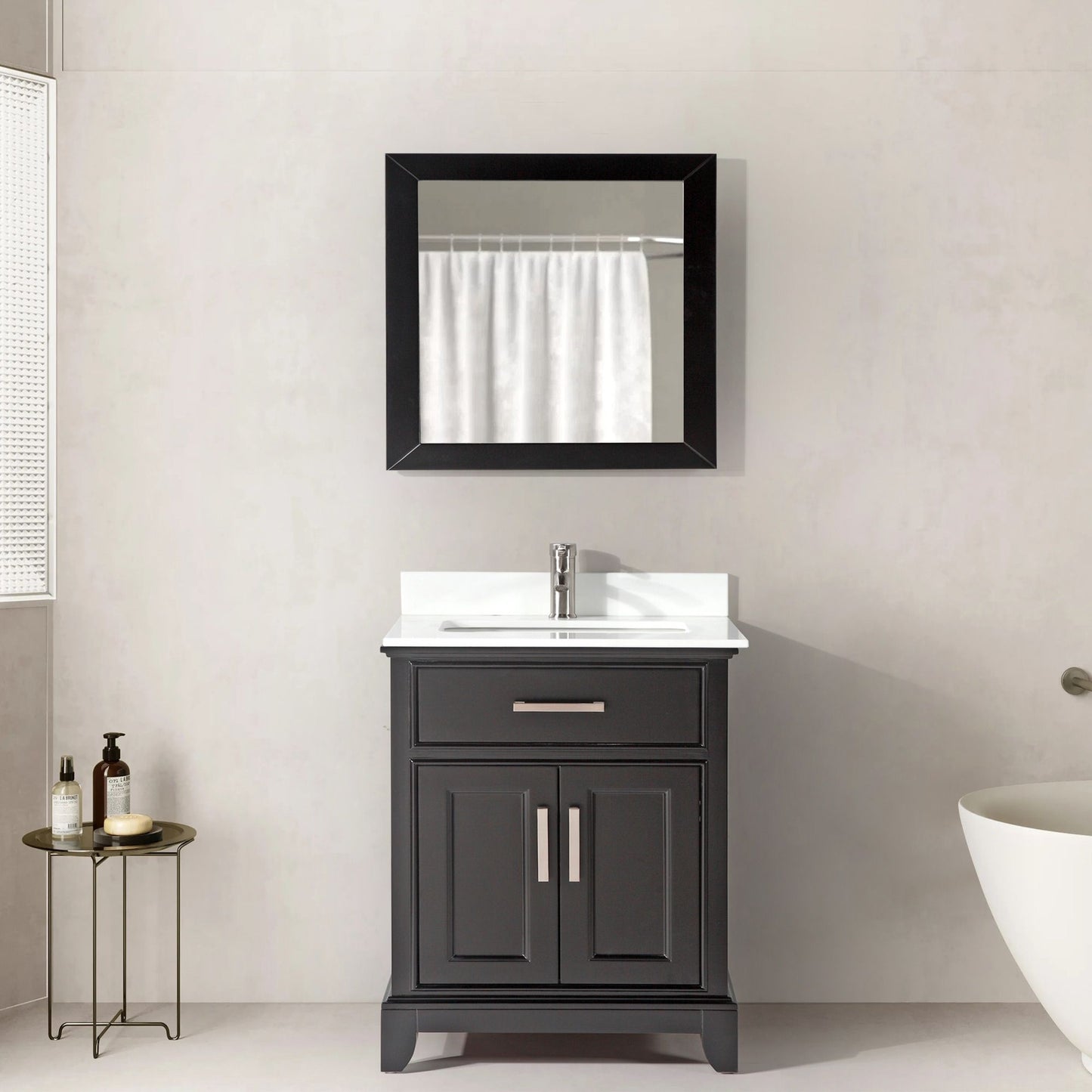 30 Inch Single Sink Bathroom Vanity in Espresso with White Marble Countertop - Vanity Art VA1030E