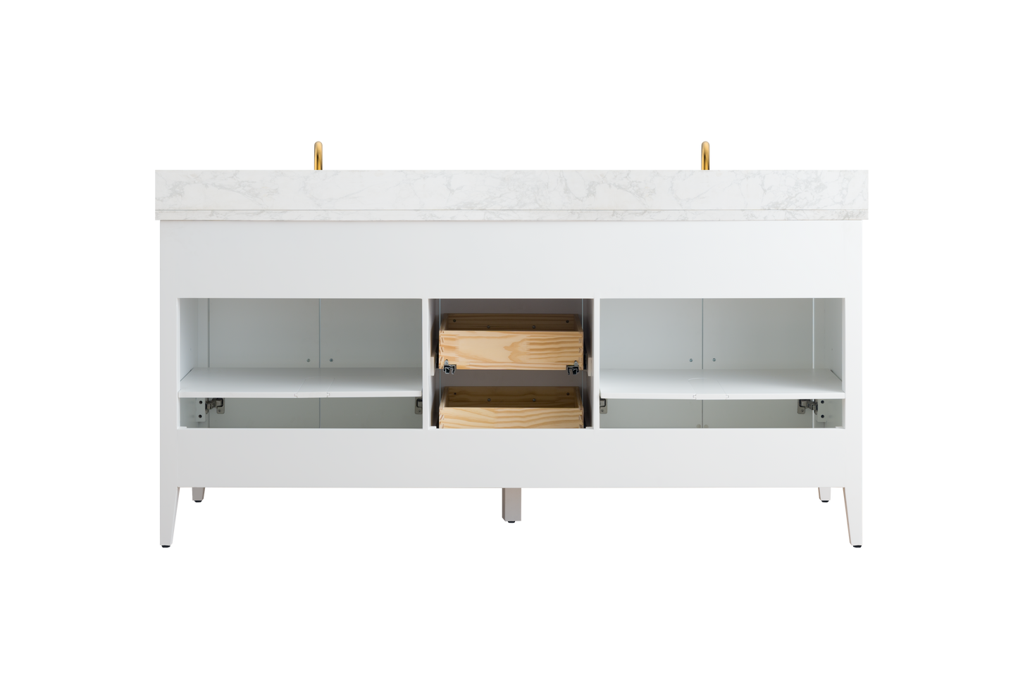 72 Inch Double Sink Bathroom Vanity in White with Marble Countertop - Vanity Art VA9072-DW