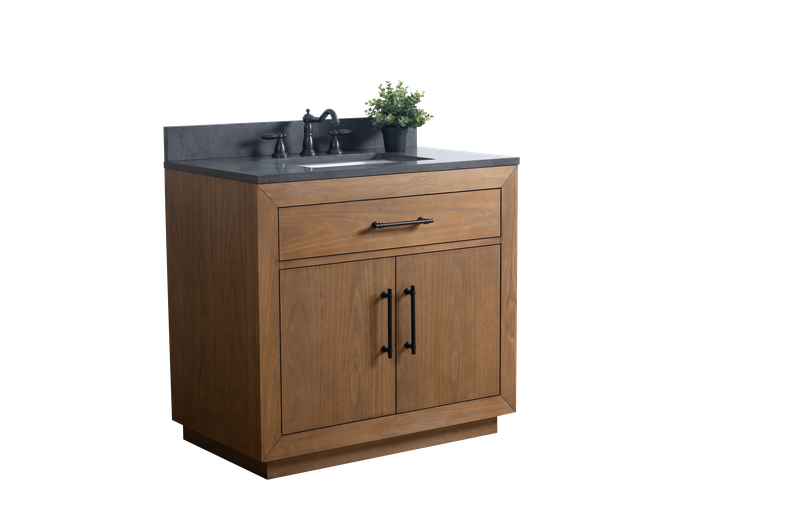 36 Inch Single Sink Bathroom Vanity in Tan with Limestone Top - Vanity Art VA7036-T-BT