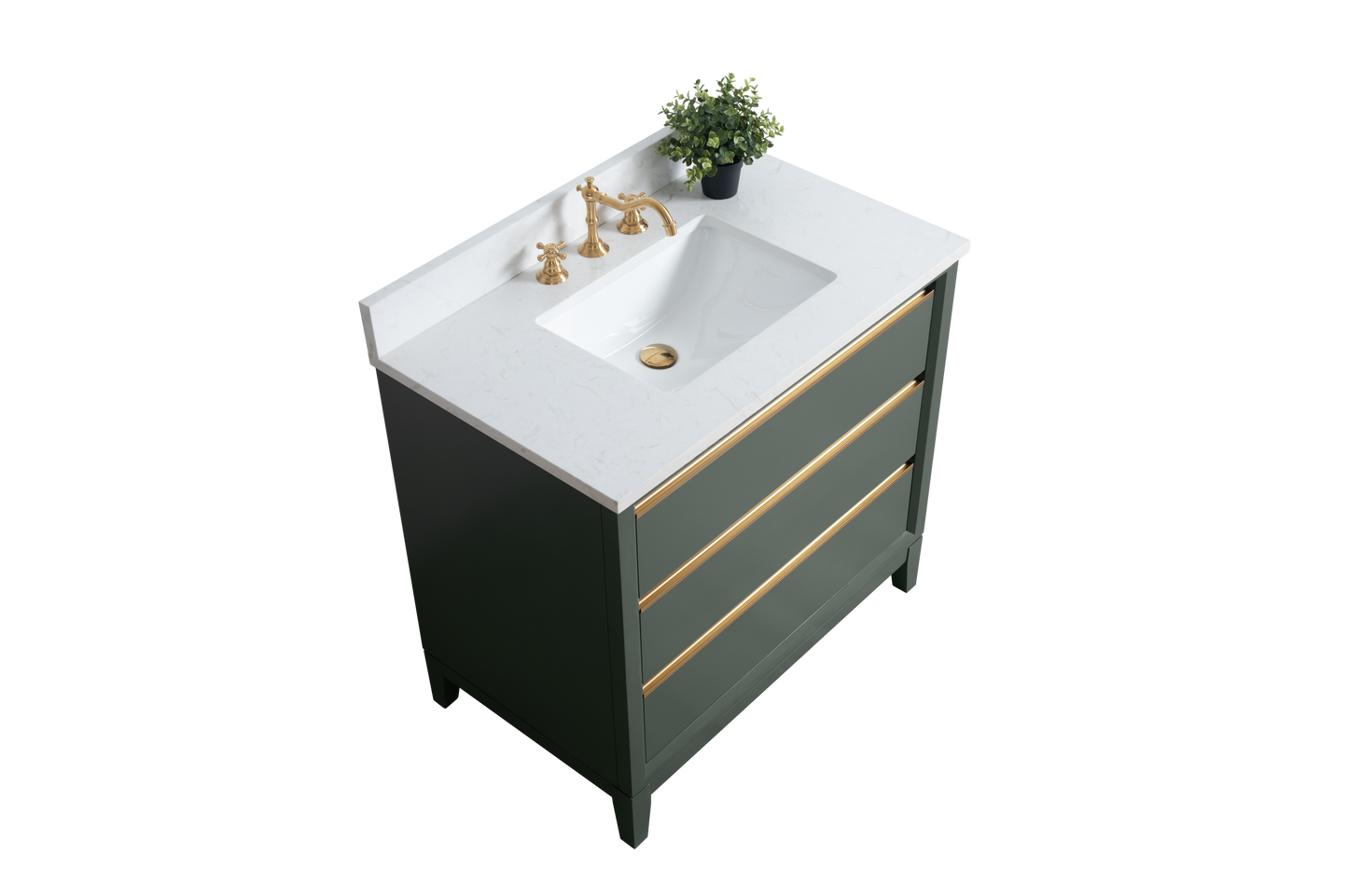 36 Inch Single Sink Bathroom Vanity in Vintage Green with Marble Countertop - Vanity Art VA8036-VG