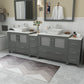 96 Inch Double Sink Bathroom Vanity in Gray with Marble Countertop - Vanity Art VA3136-96G