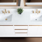 72 Inch Double Sink Bathroom Vanity in White with Marble Countertop - Vanity Art VA8072-DW