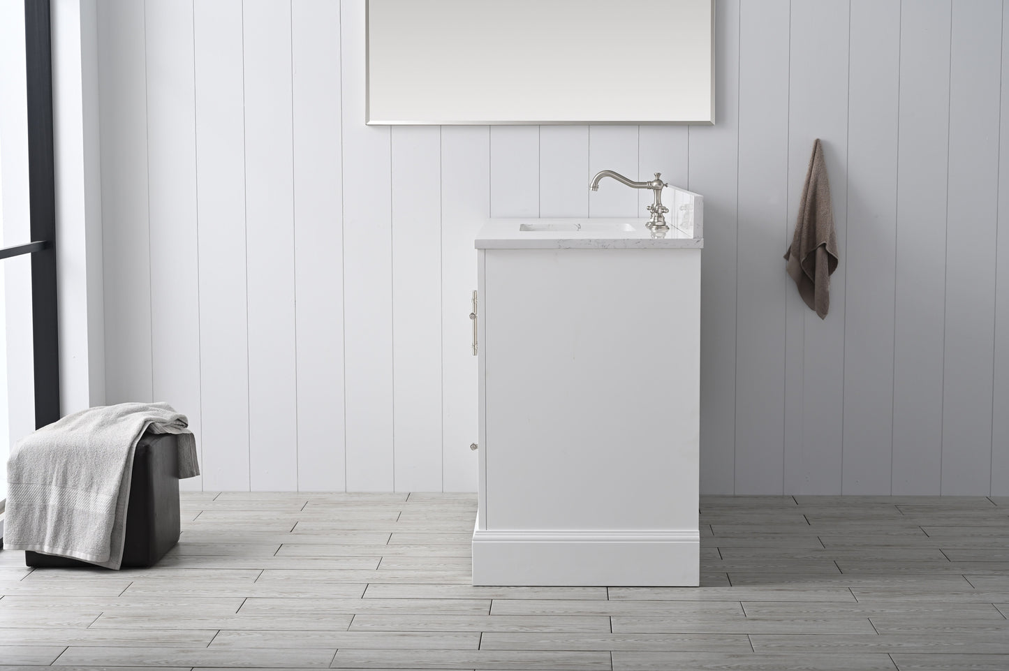 48 Inch Single Sink Bathroom Vanity in White with Marble Countertop & Backsplash - Vanity Art VA5048-W