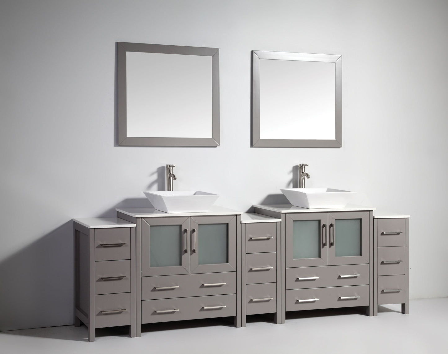 96 Inch Double Sink Bathroom Vanity in Gray with Marble Countertop - Vanity Art VA3130-96G