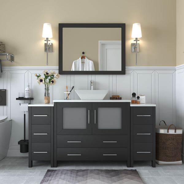 60 Inch Single Sink Bathroom Vanity in Espresso with Marble Countertop - Vanity Art VA3136-60E