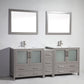 84 Inch Double Sink Bathroom Vanity in Gray with Ceramic Countertop - Vanity Art VA3036-84G