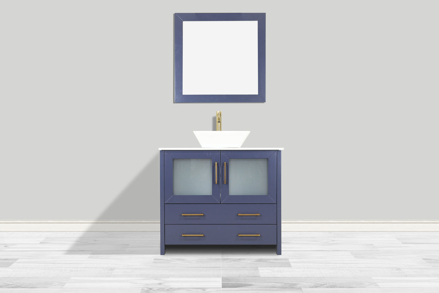 36 Inch Single Sink Bathroom Vanity in Blue with Marble Countertop - Vanity Art VA3136B