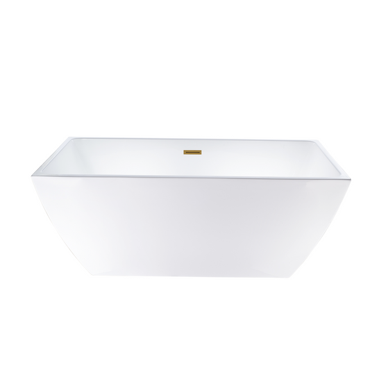 59 Inch Freestanding White Acrylic Bathtub with Overflow And Pop-Up Drain - Vanity Art VA6821-STG