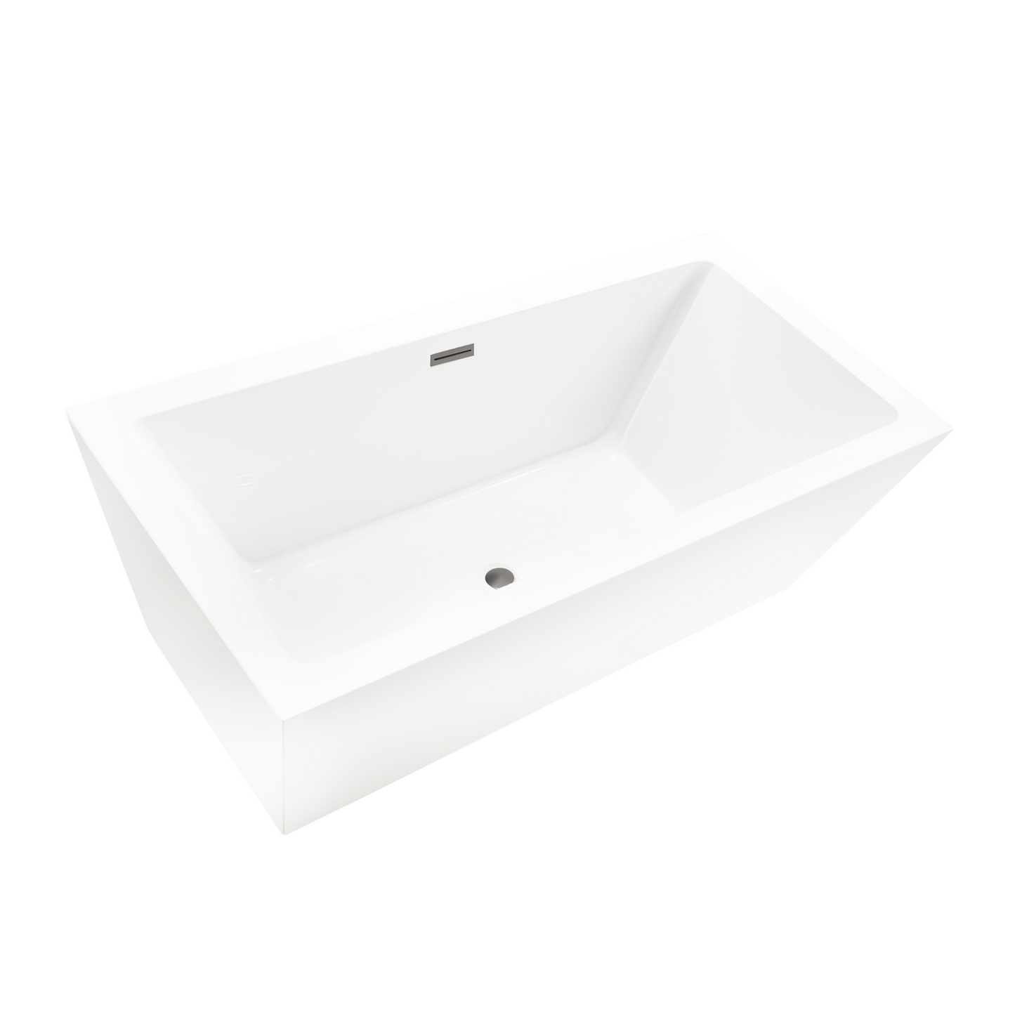 59 Inch Freestanding White Acrylic Bathtub with Overflow And Pop-Up Drain - Vanity Art VA6814-S-BN