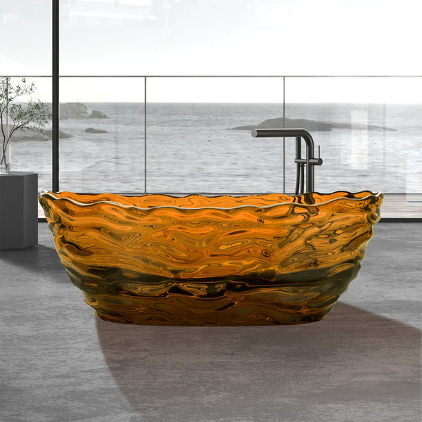 Freestanding Solid Surface Resin Bathtub 69 Inch x 29.5 Inch - Vanity Art VA6922-PC