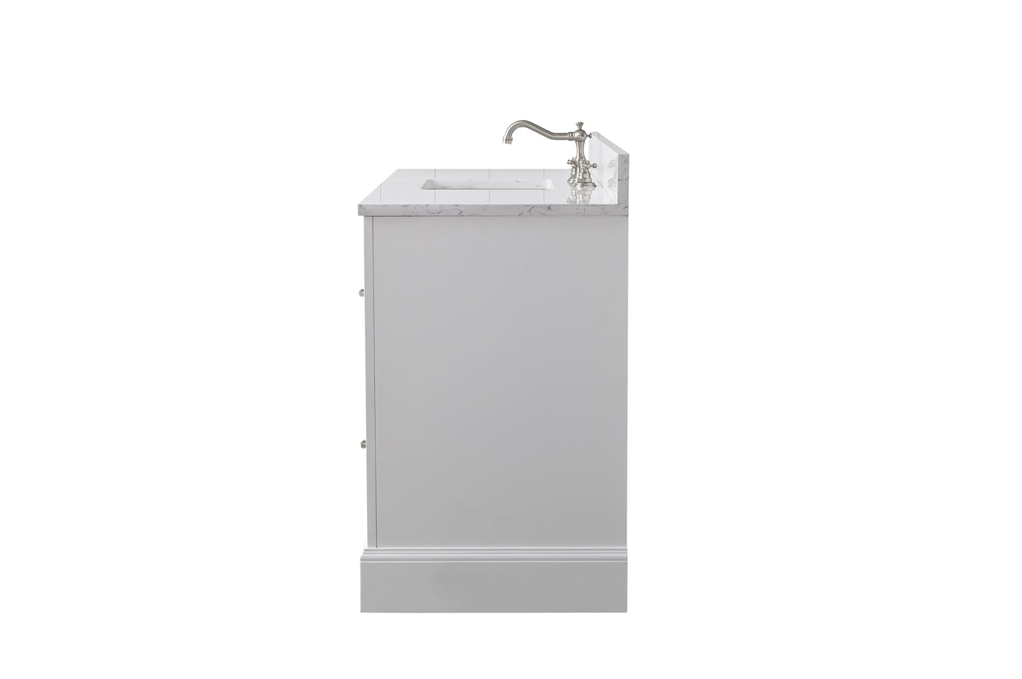 60 Inch Single Sink Bathroom Vanity in White with Marble Countertop & Backsplash - Vanity Art VA5060-SW