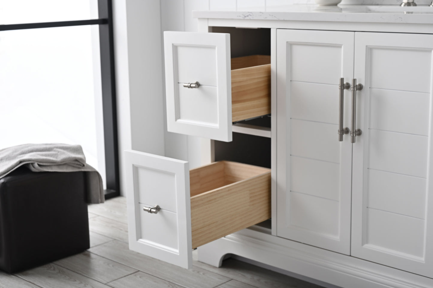 48 Inch Single Sink Bathroom Vanity in White with Marble Countertop & Backsplash - Vanity Art VA5048-W