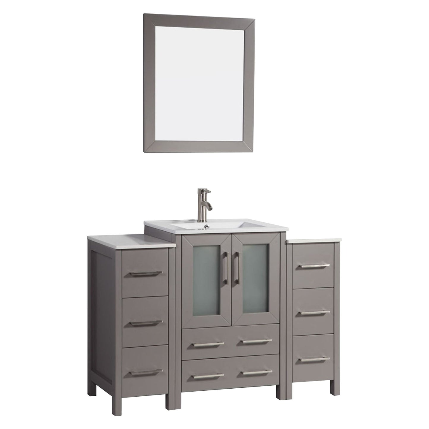 48 Inch Single Sink Bathroom Vanity in Gray with Ceramic Countertop - Vanity Art VA3024-48G