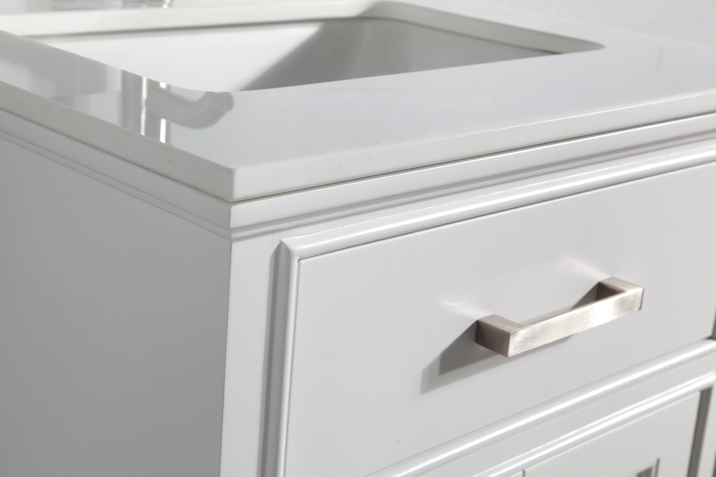 24 Inch Single Sink Bathroom Vanity in White with White Marble Countertop - Vanity Art VA1024W