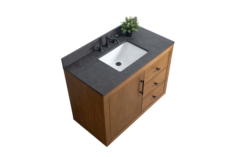 42 Inch Single Sink Bathroom Vanity in Tan with Limestone Top - Vanity Art VA7042-T-BT