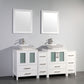 72 Inch Double Sink Bathroom Vanity in White with Marble Countertop - Vanity Art VA3124-72W