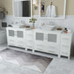 96 Inch Double Sink Bathroom Vanity in White with Marble Countertop - Vanity Art VA3136-96W