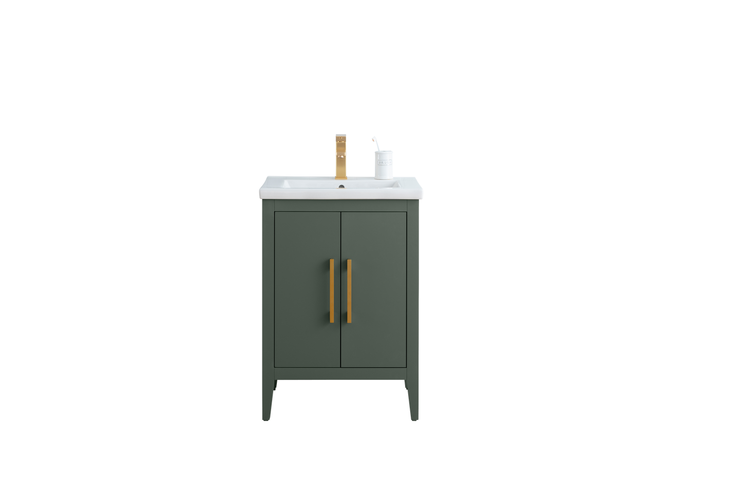 24 Inch Single Sink Bathroom Vanity in Vintage Green with Ceramic Top - Vanity Art VA9024-VG