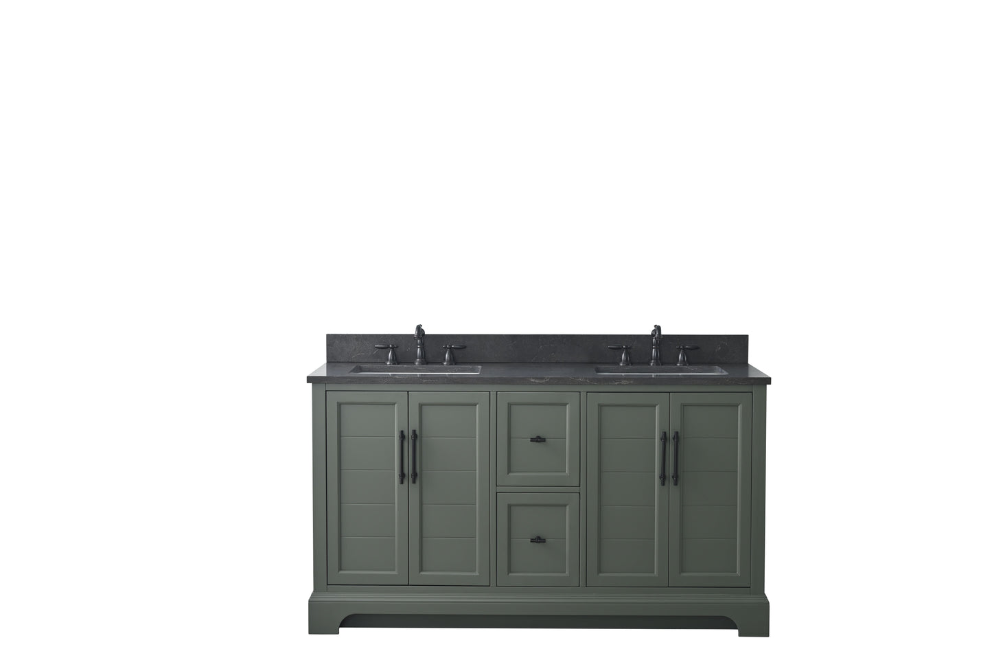 60 Inch Double Sink Bathroom Vanity in Vintage Green with Marble Countertop & Backsplash - Vanity Art VA5060-DVG