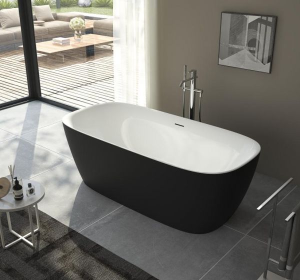 Freestanding Acrylic Bathtub 59" X 31.5" X 23" Matte Black (RA-ABBO59BLK)