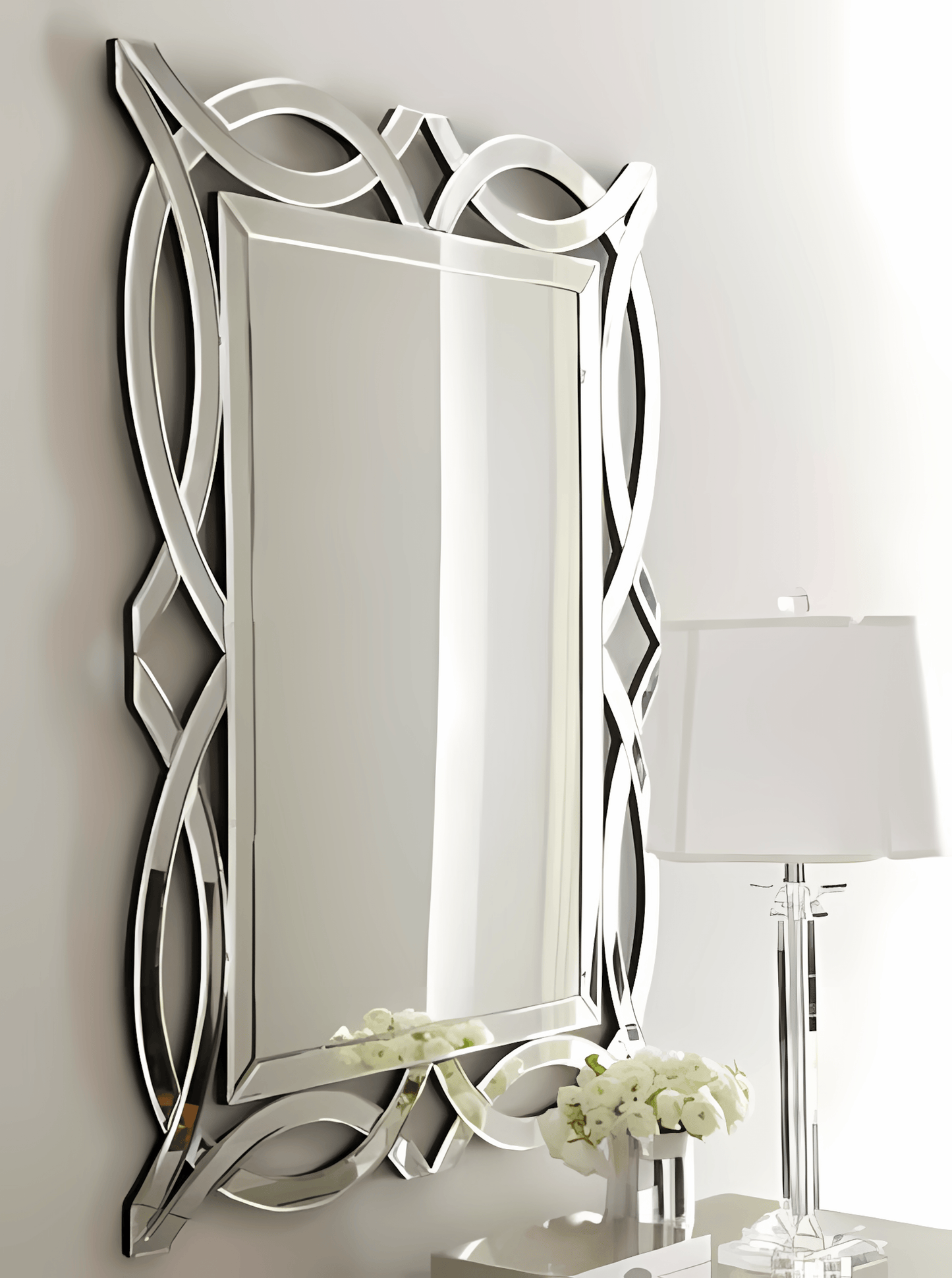 Afina ML-3242-S Afina Modern Luxe 32" x 42" Contemporary Scallop Decorative Wall Mirror ML-3242-S