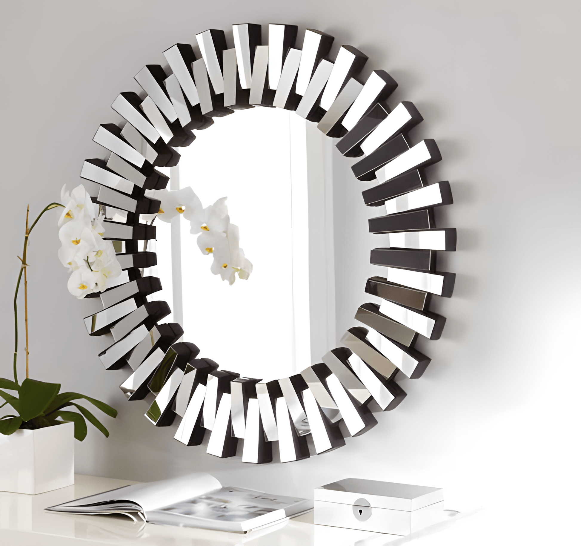 Afina ML-36-R Afina Modern Luxe 30" x 42" Contemporary Round Decorative Wall Mirror ML-36-R