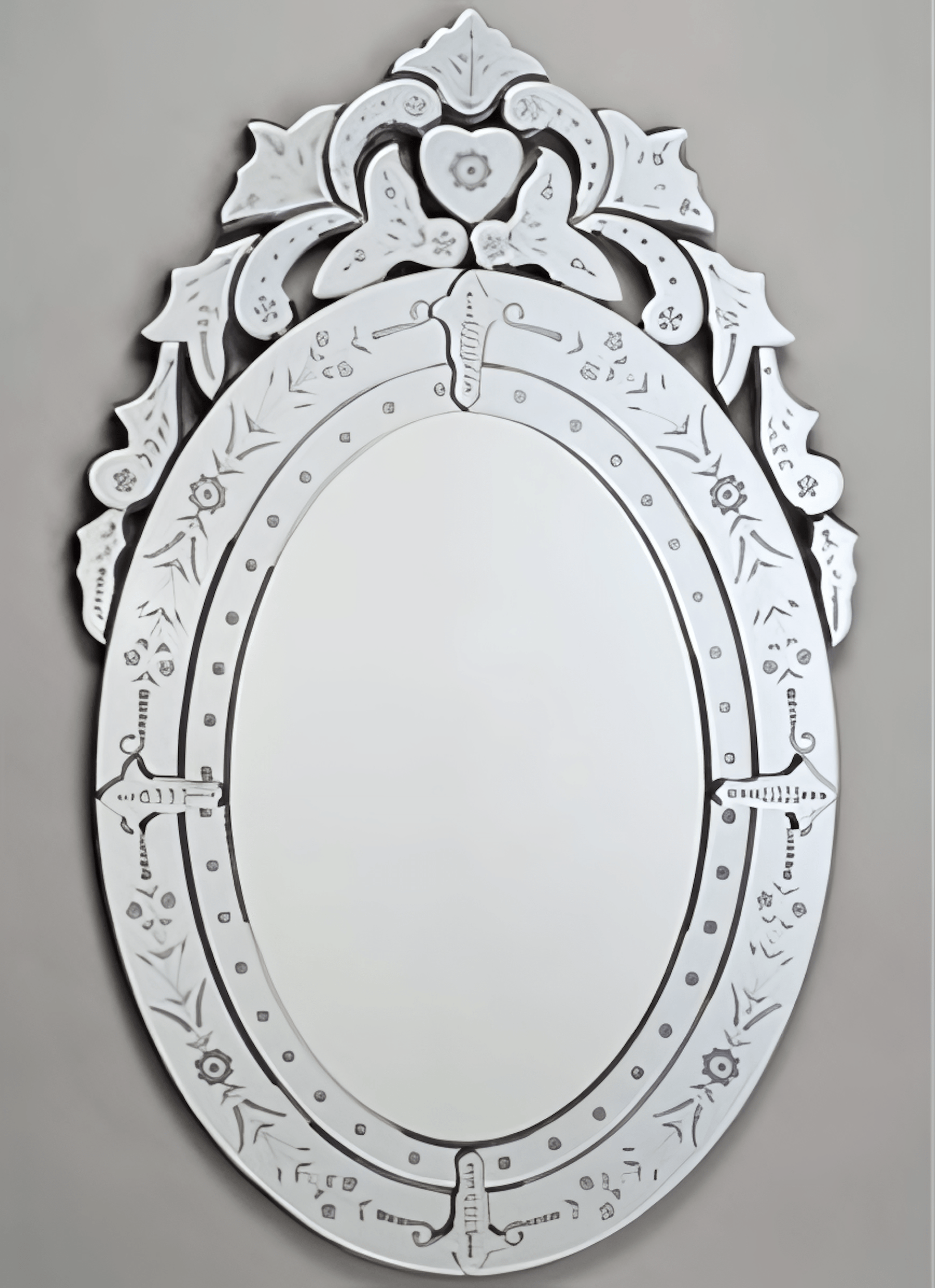 Afina RM-101 Afina Radiance Venetian 26" x 41" Oval Traditional Etched Glass Wall Mirror RM-101