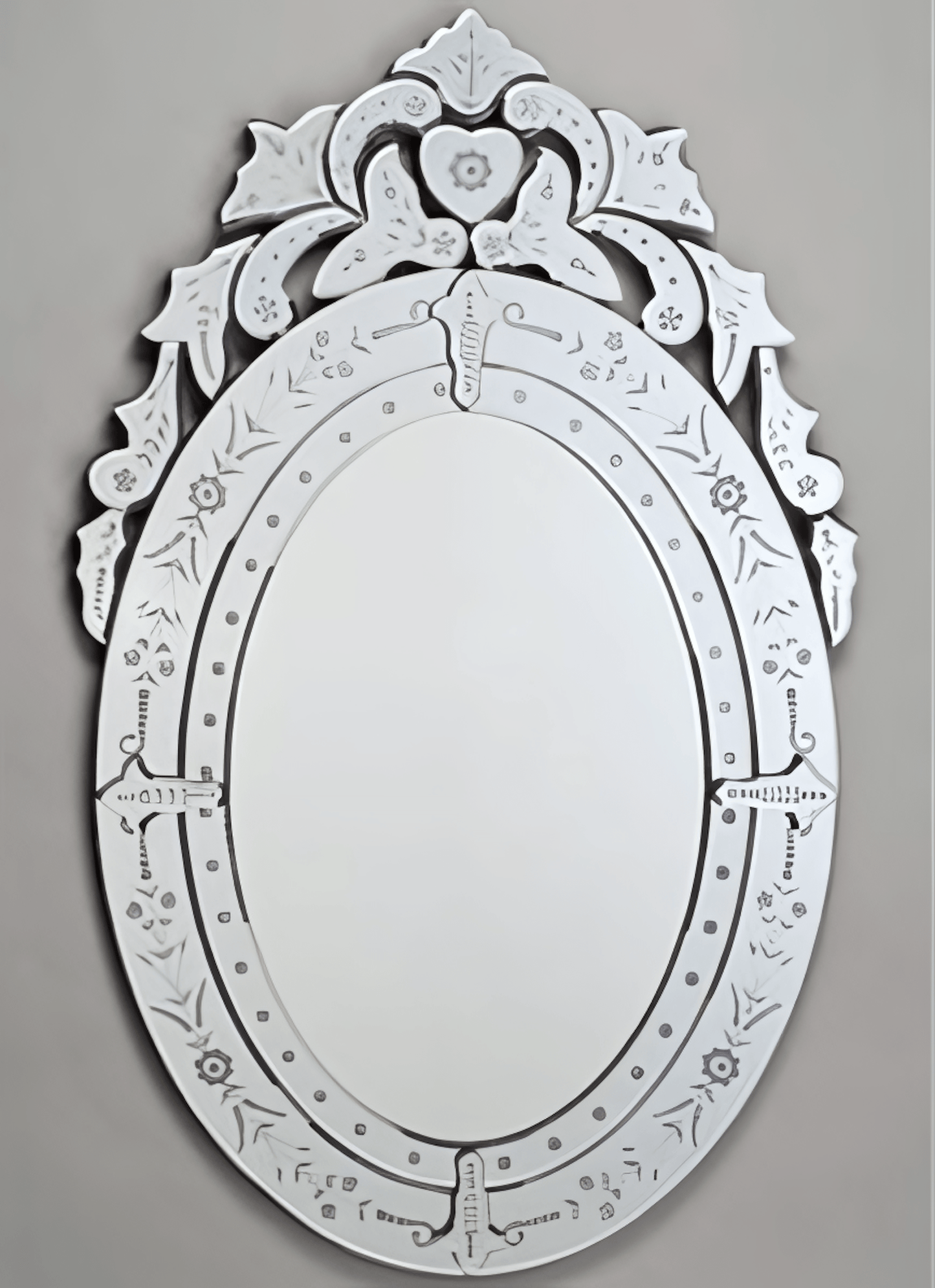 Afina RM-101 Afina Radiance Venetian 26" x 41" Oval Traditional Etched Glass Wall Mirror RM-101