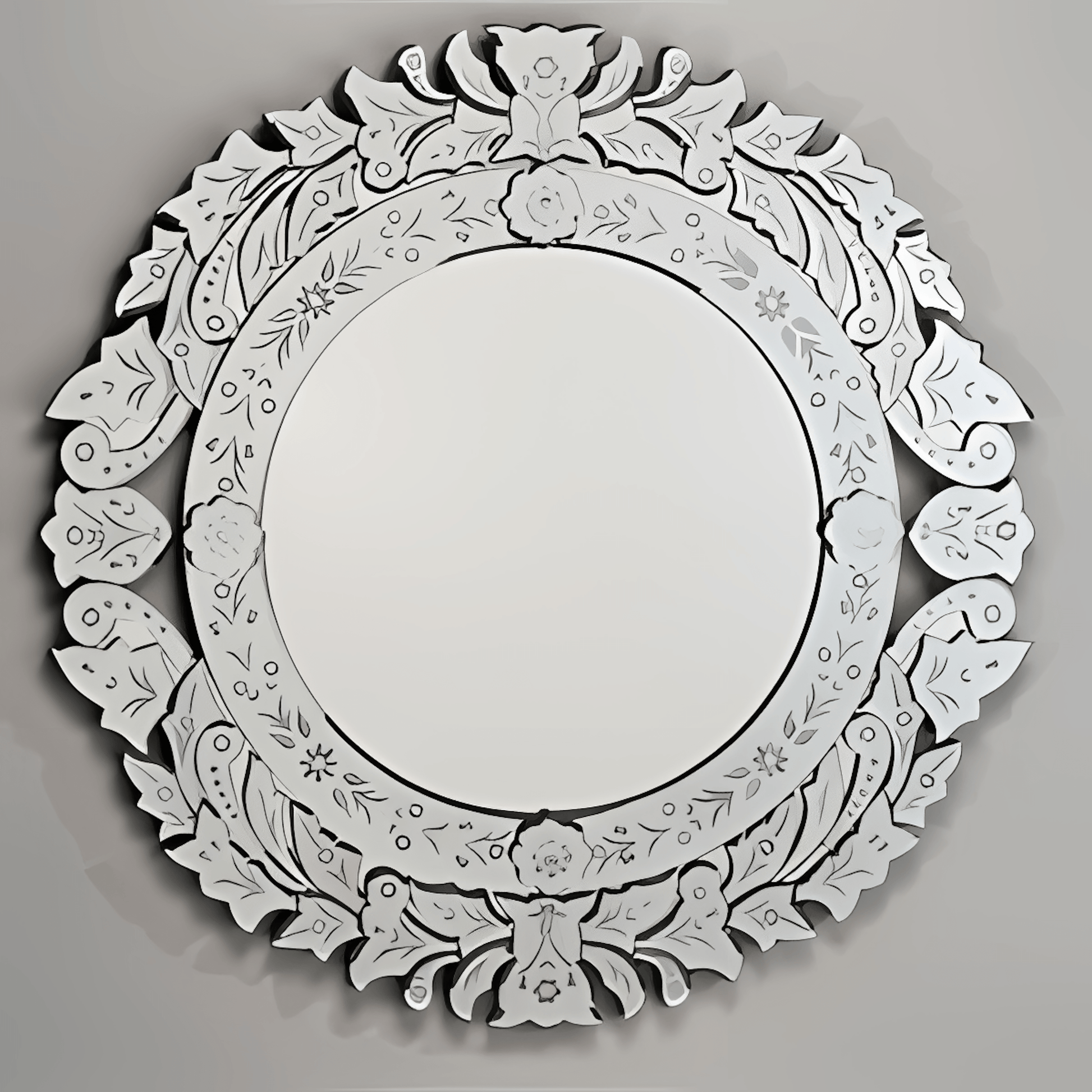 Afina RM-102 Afina Radiance Venetian 33" Round Traditional Etched Glass Wall Mirror RM-102