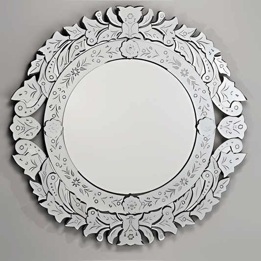 Afina RM-102 Afina Radiance Venetian 33" Round Traditional Etched Glass Wall Mirror RM-102