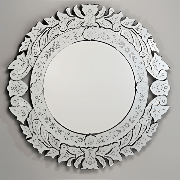 Afina RM-102 Afina Radiance Venetian 33 Round Traditional Etched Glass Wall Mirror RM-102