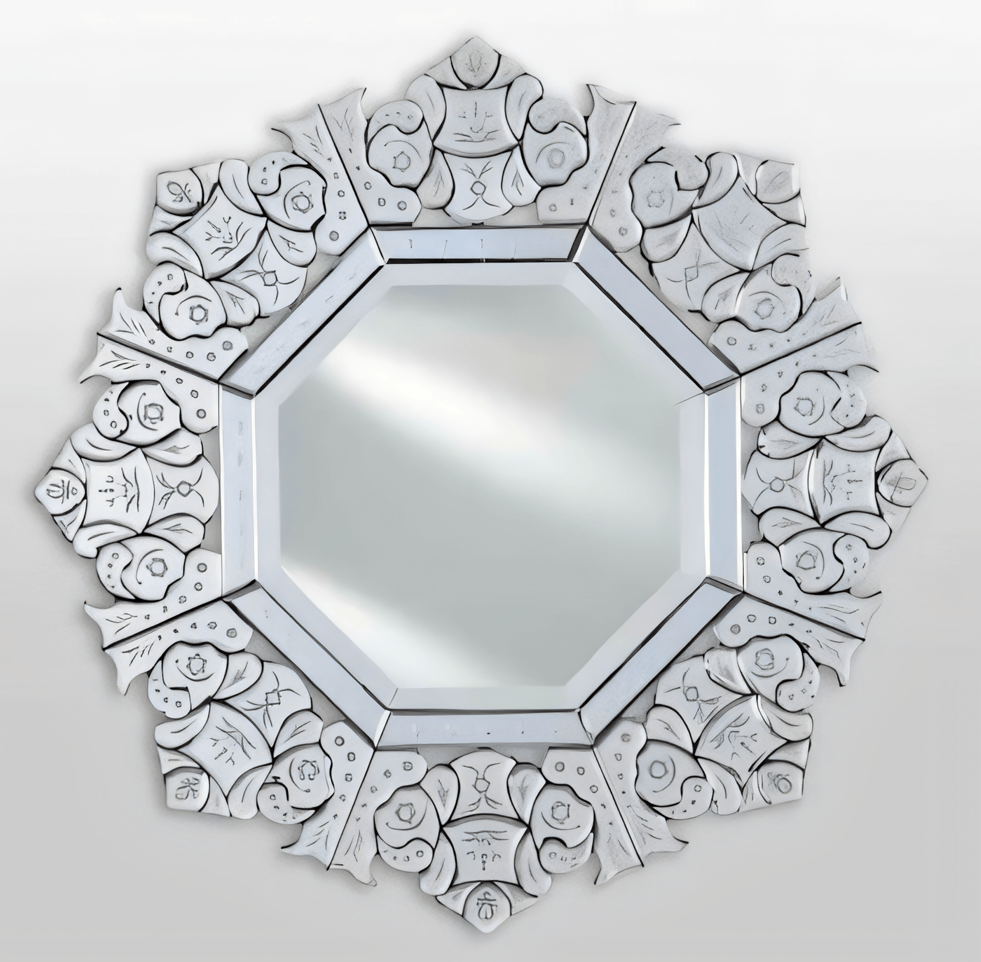 Afina RM-111 Afina Radiance Venetian 32" x 32" Octagonal Contemporary Cut Glass Wall Mirror RM-111