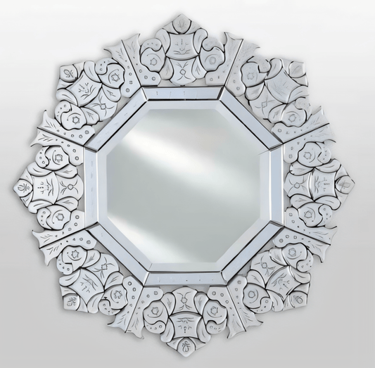 Afina RM-111 Afina Radiance Venetian 32" x 32" Octagonal Contemporary Cut Glass Wall Mirror RM-111