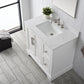 36 Inch Single Sink Bathroom Vanity in White with Marble Countertop & Backsplash - Vanity Art VA5036-W