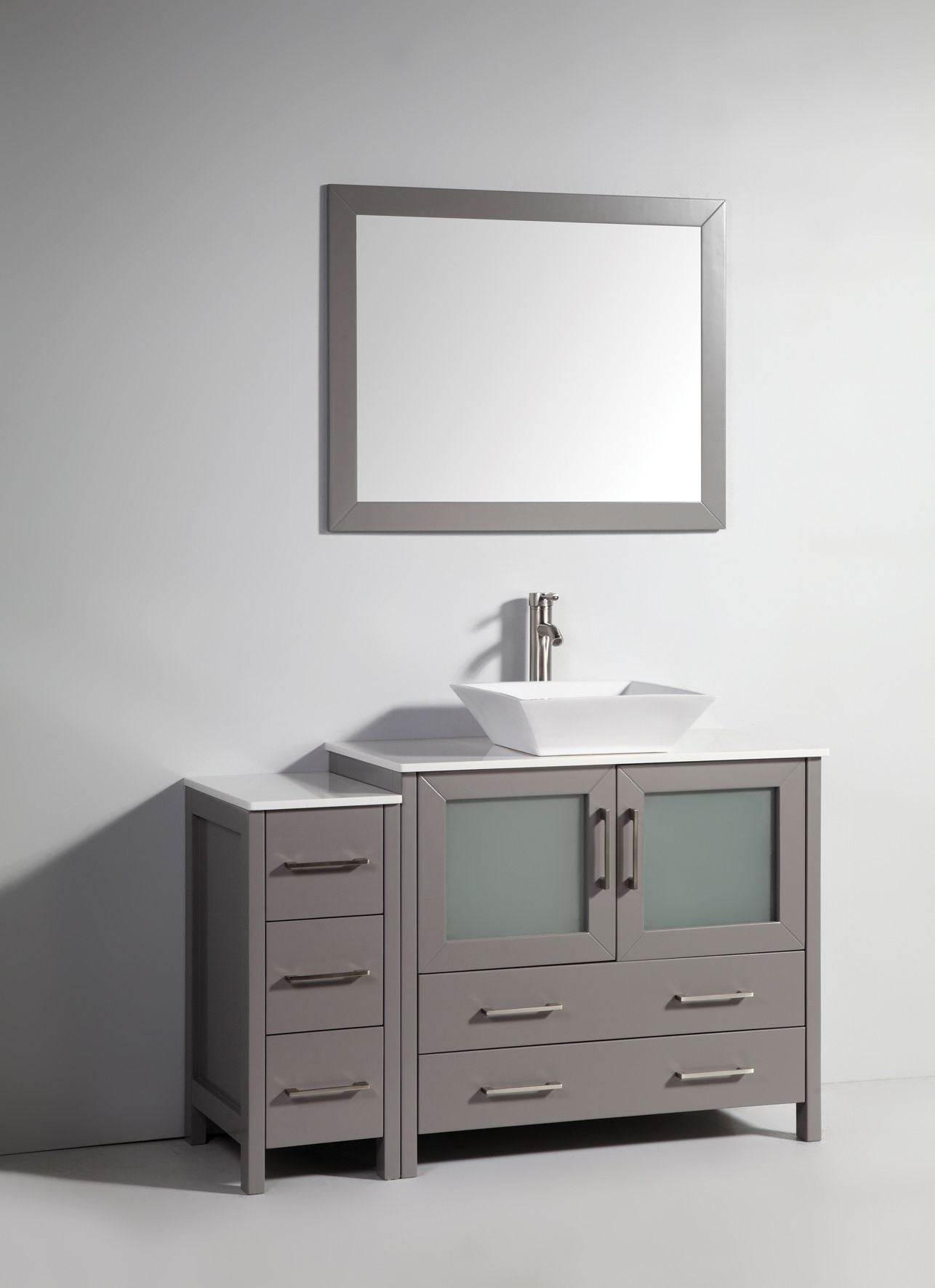 60 Inch Single Sink Bathroom Vanity in Gray with Marble Countertop - Vanity Art VA3136-60G