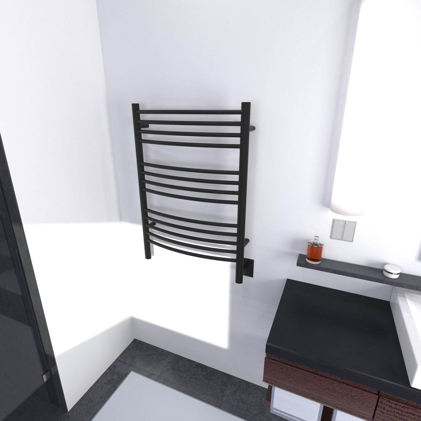 Amba CCMB Amba Jeeves Model C Curved 13 Bar Hardwired Towel Warmer in Matte Black - CCMB