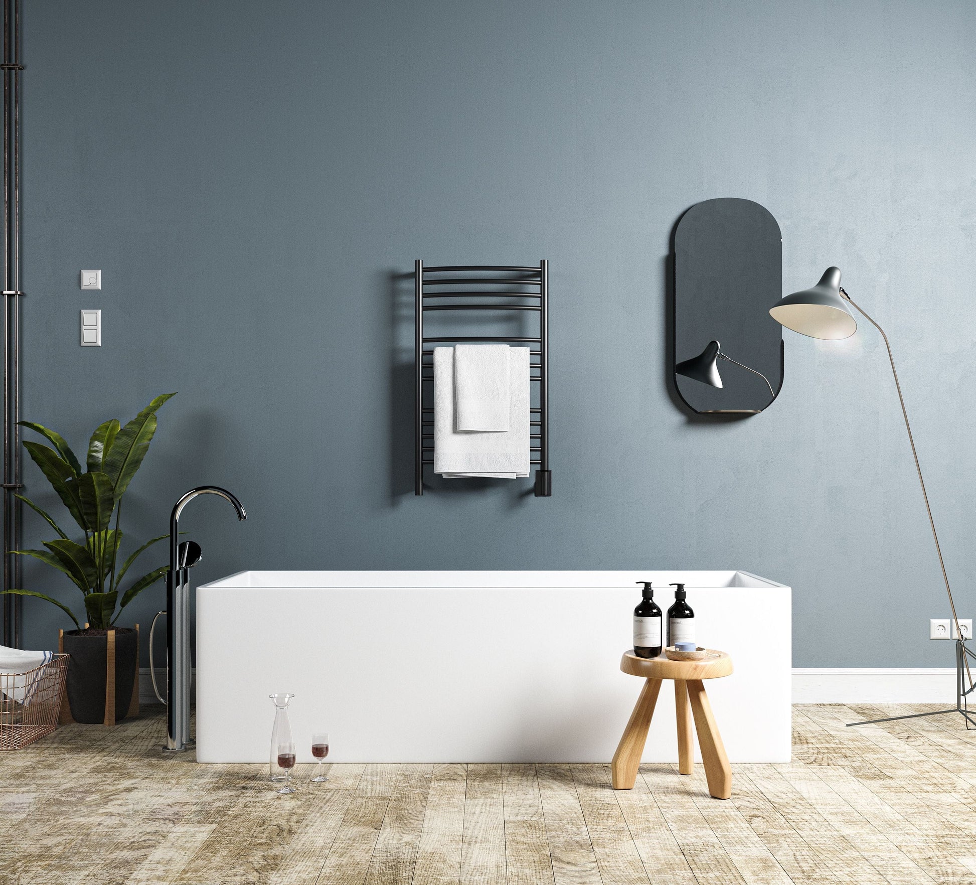 Amba CCMB Amba Jeeves Model C Curved 13 Bar Hardwired Towel Warmer in Matte Black - CCMB