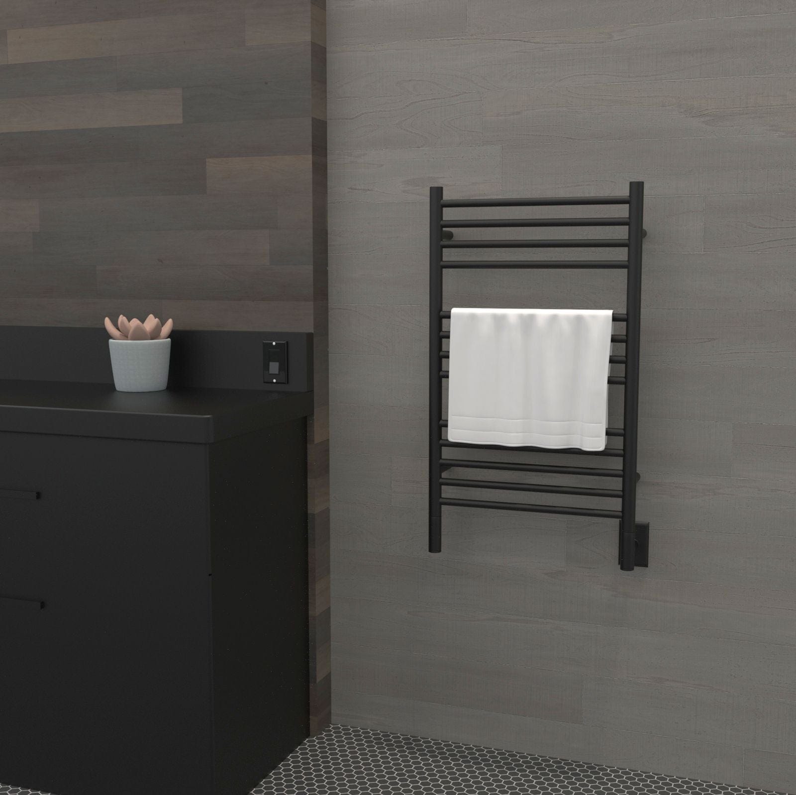 Amba CSMB Amba Jeeves Model C Straight 13 Bar Hardwired Towel Warmer in Matte Black - CSMB