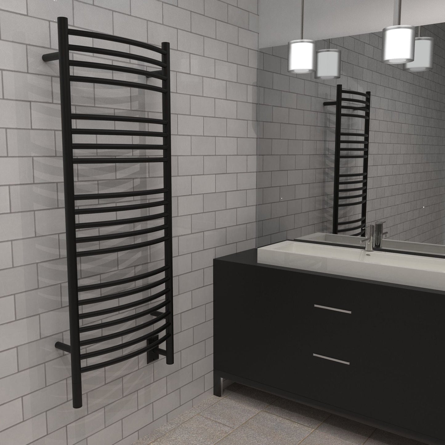 Amba DCMB Amba Jeeves Model D Curved 20 Bar Hardwired Towel Warmer in Matte Black - DCMB