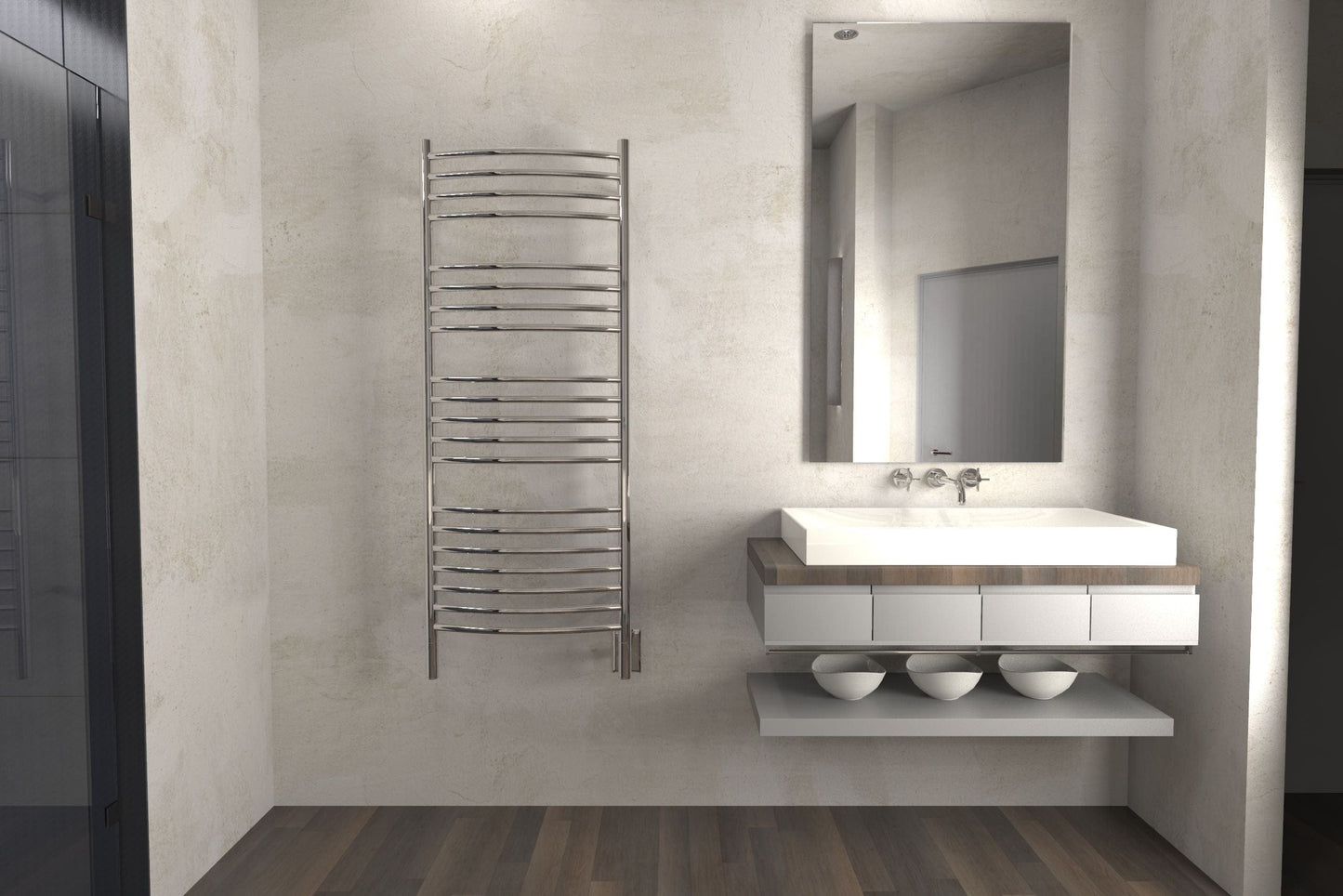 Amba DCP Amba Jeeves Model D Curved 20 Bar Hardwired Towel Warmer in Polished - DCP