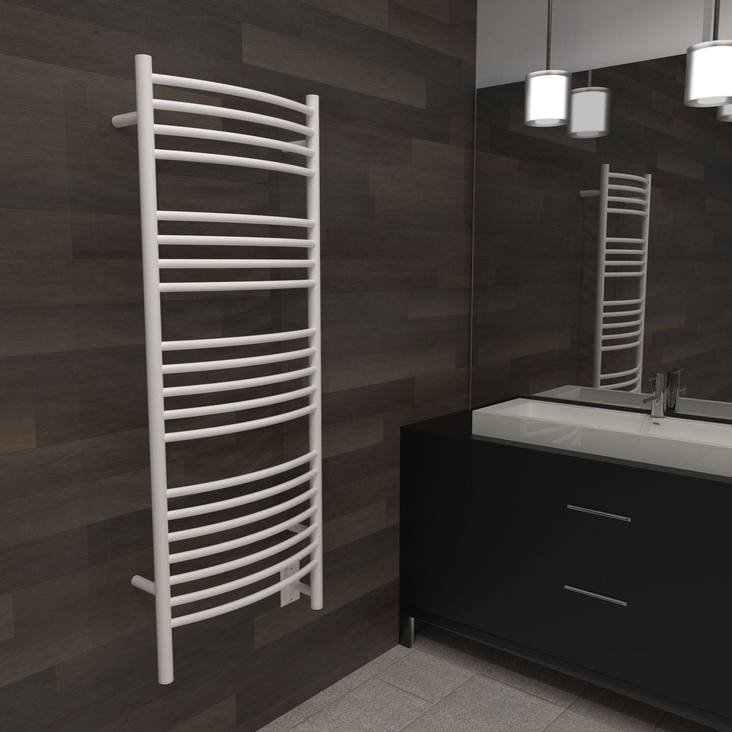 Amba DCW Amba Jeeves Model D Curved 20 Bar Hardwired Towel Warmer in White - DCW