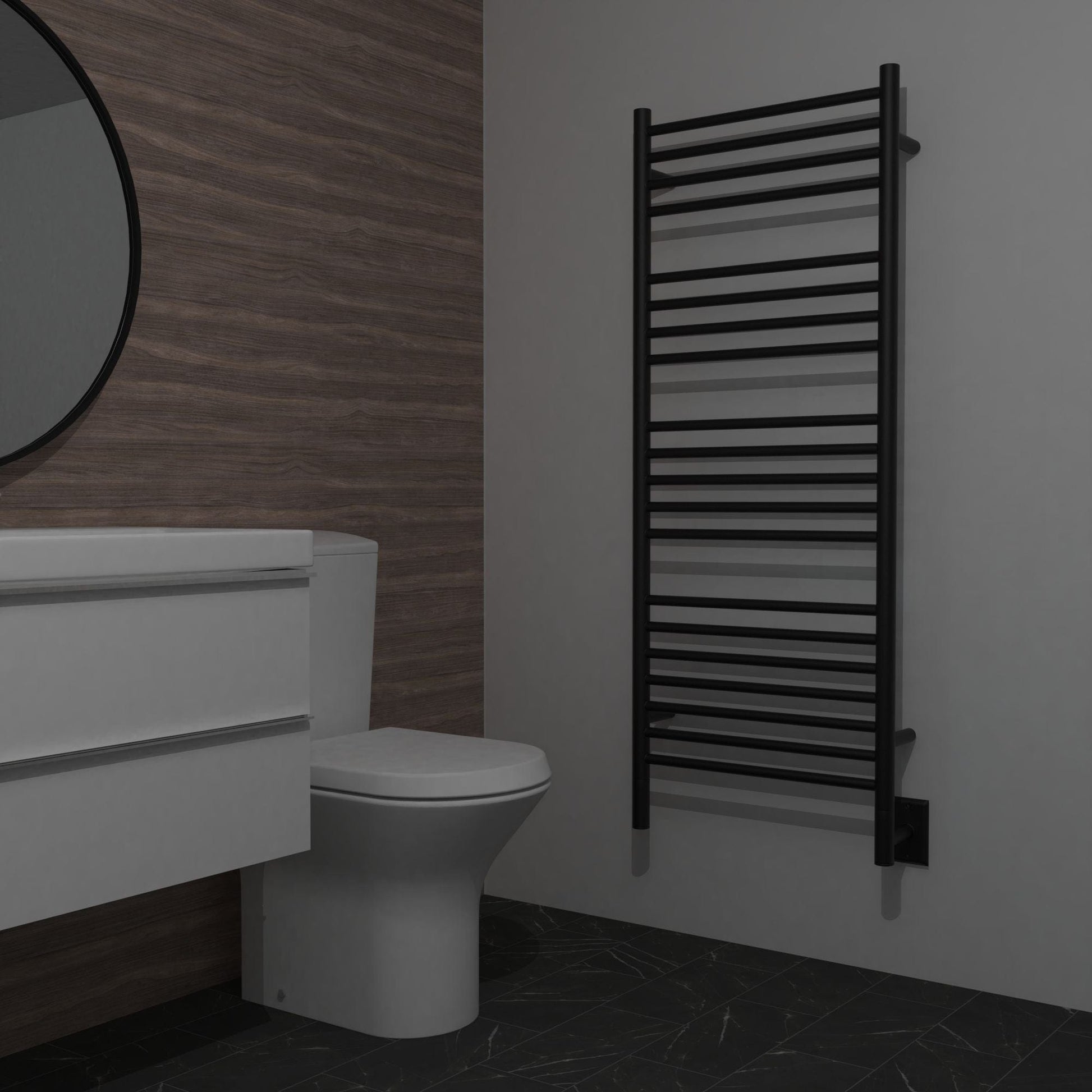 Amba DSMB Amba Jeeves Model D Straight 20 Bar Hardwired Towel Warmer in Matte Black - DSMB