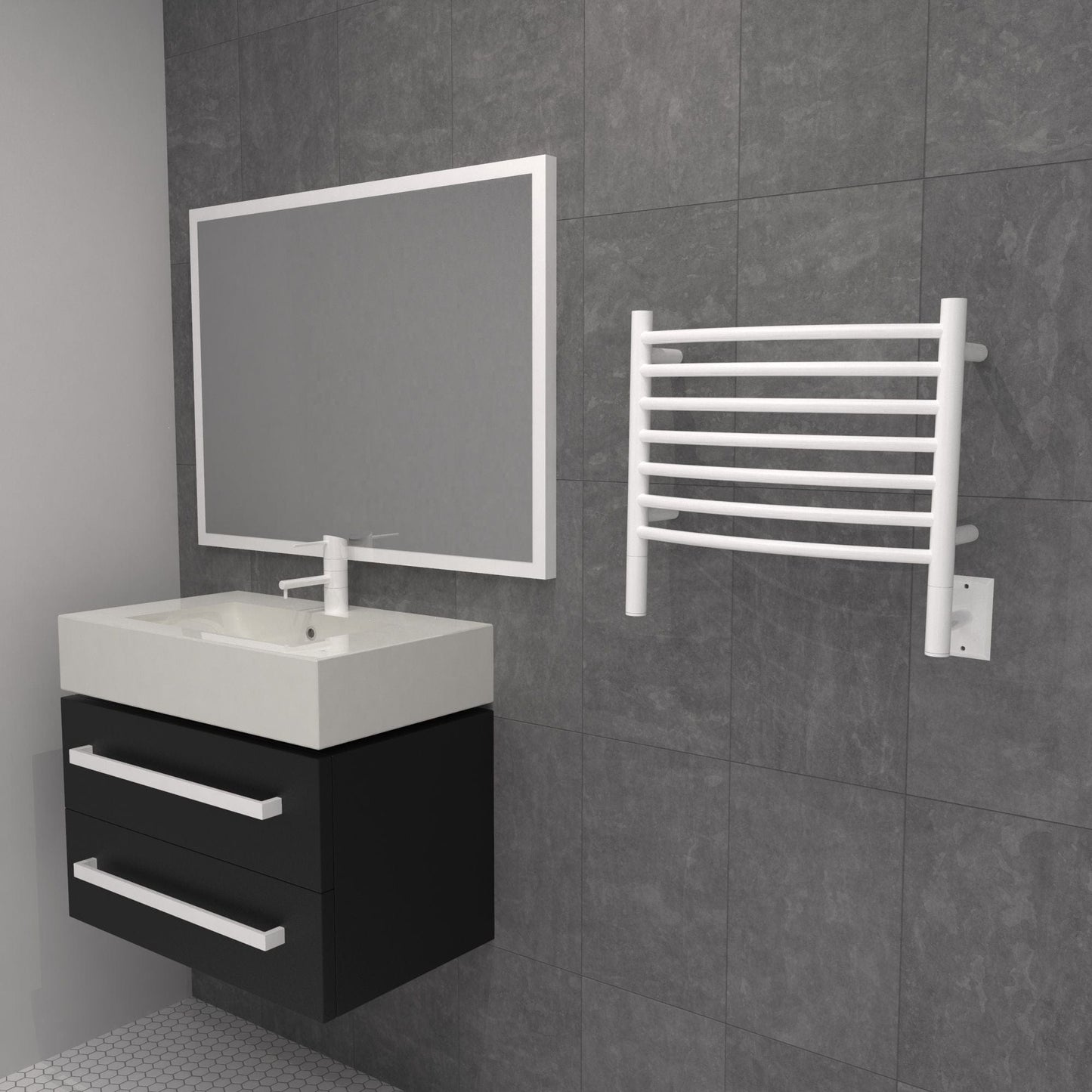 Amba HCW Amba Jeeves Model H Curved 7 Bar Hardwired Towel Warmer in White - HCW