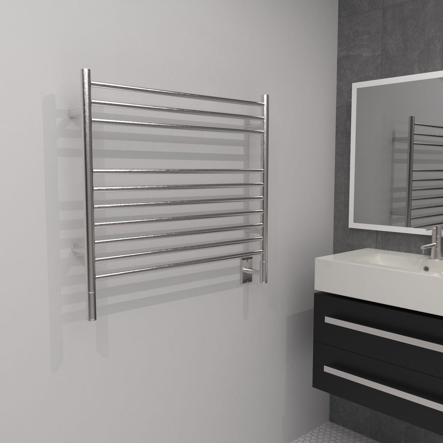 Amba KSB Amba Jeeves Model K Straight 10 Bar Hardwired Towel Warmer in Brushed - KSB