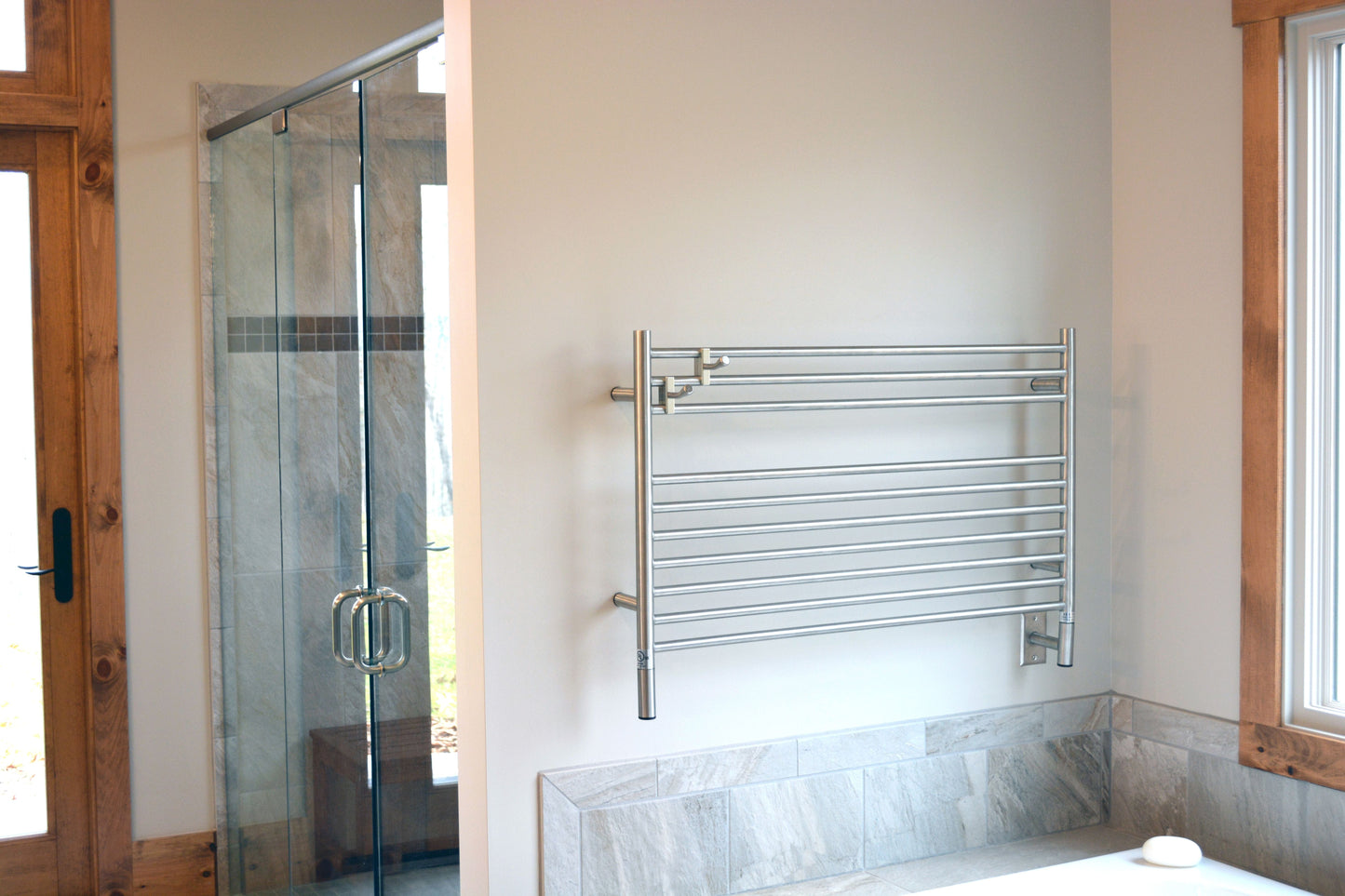 Amba LSB Amba Jeeves Model L Straight 10 Bar Hardwired Towel Warmer in Brushed - LSB