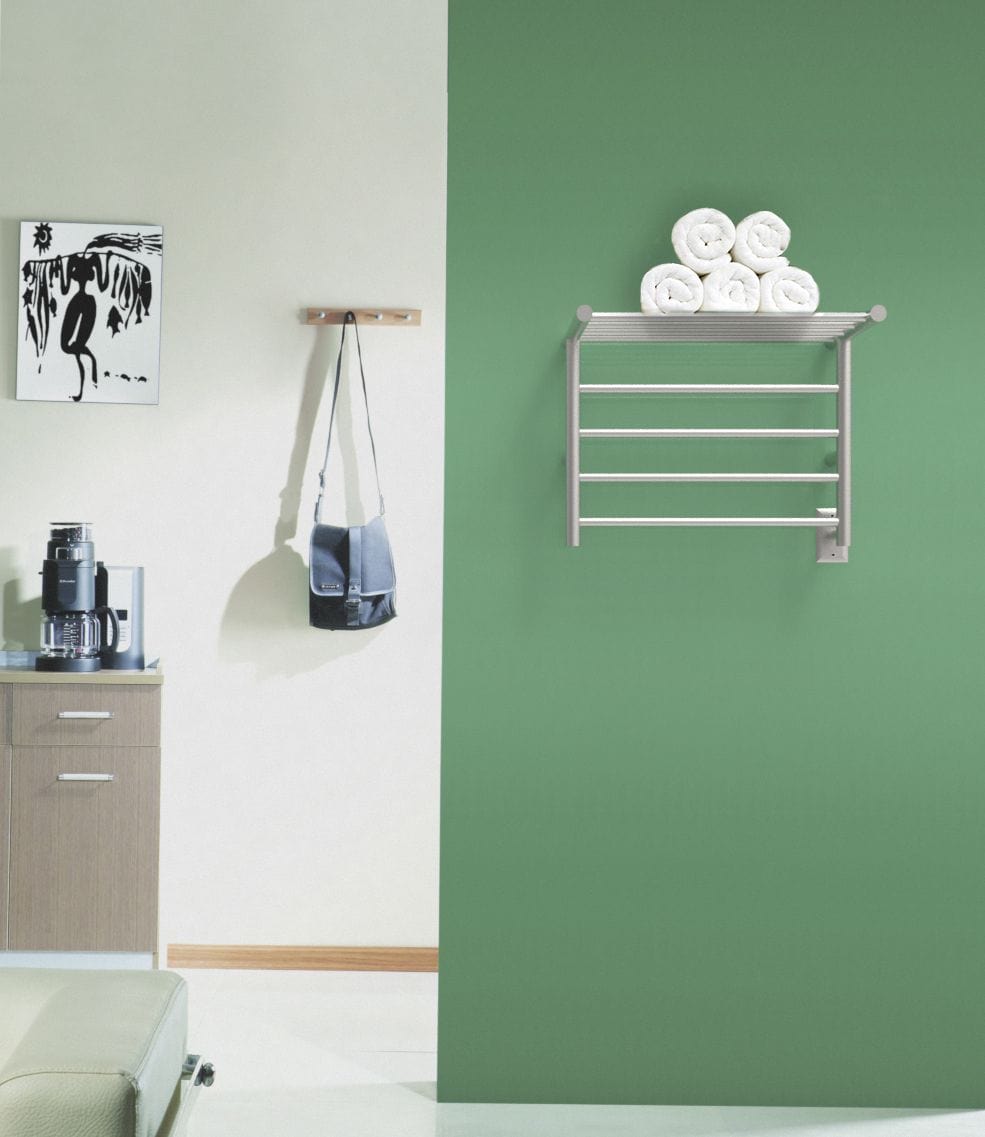 Amba RSH-P Amba Radiant Shelf Hardwired + Plug-in Combo 8 Bar Towel Warmer in Polished - RSH-P