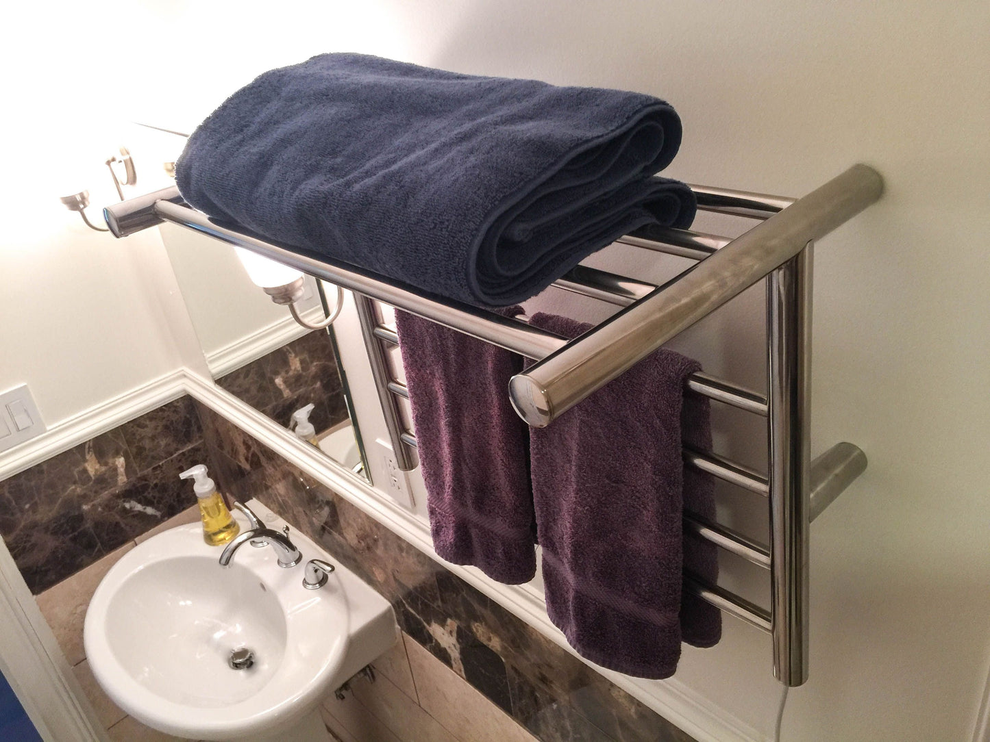 Amba RSH-P Amba Radiant Shelf Hardwired + Plug-in Combo 8 Bar Towel Warmer in Polished - RSH-P