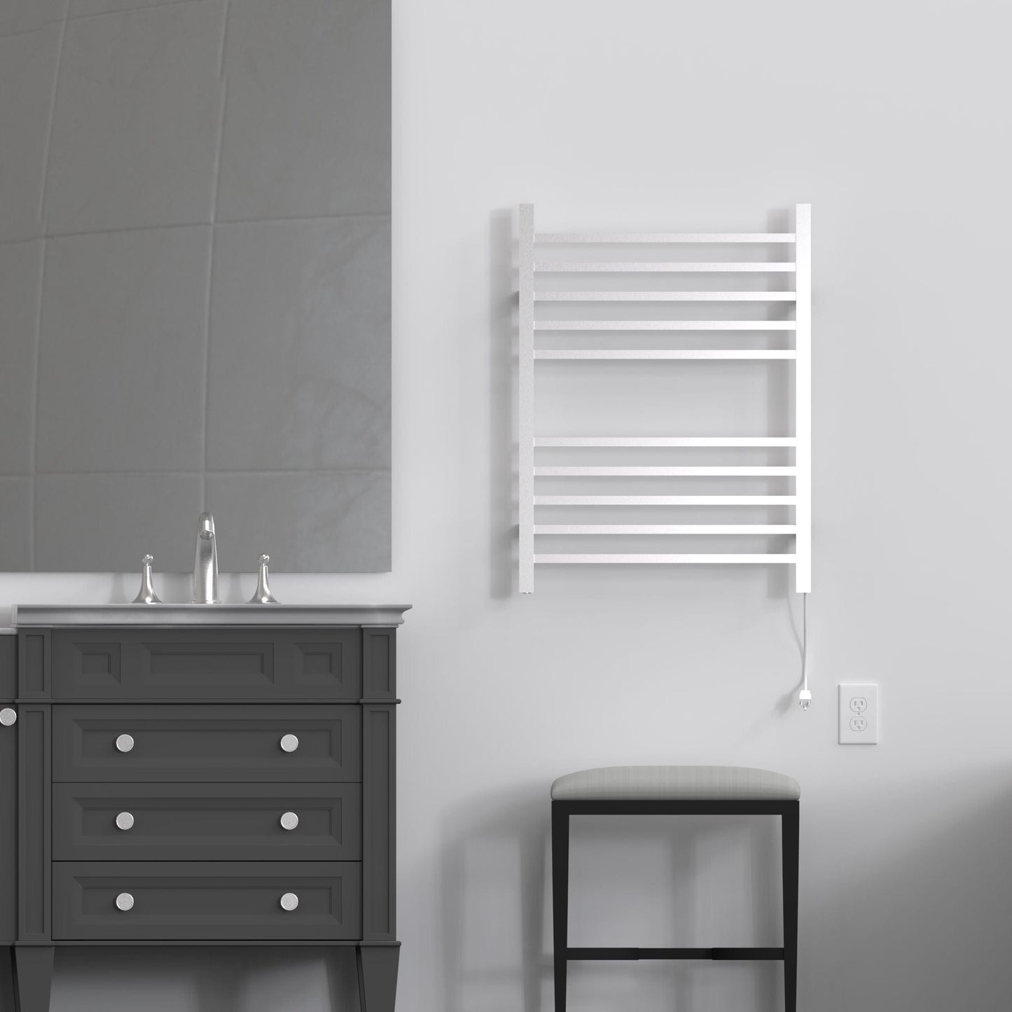 Amba RSWH-B Amba Radiant Square Hardwired + Plug-in Combo 10 Bar Towel Warmer in Brushed - RSWH-B