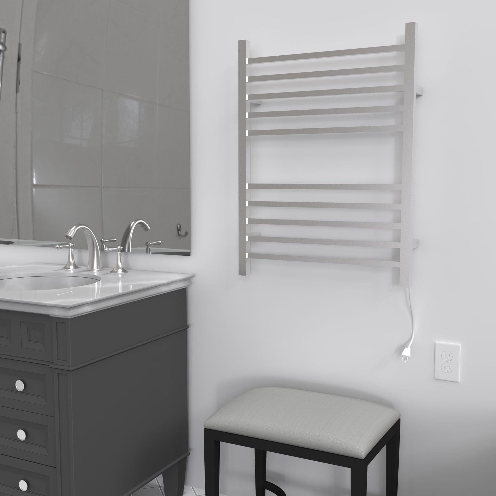 Amba RSWH-B Amba Radiant Square Hardwired + Plug-in Combo 10 Bar Towel Warmer in Brushed - RSWH-B